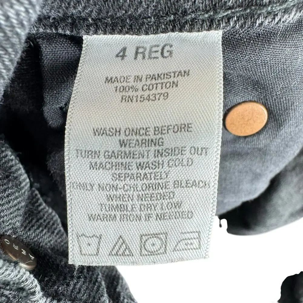 Aeropostale 90s Baggy Black Cotton High Rise Distressed Button Fly Jeans Retro 4